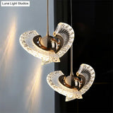 Modern Crystal Led Pendant Light In Gold For Living Room