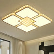 Modern Crystal Led Square Flush Mount Bedroom Ceiling Light Fixture In Warm/White White /