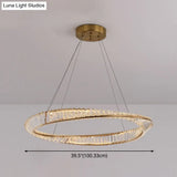 Modern Crystal Led Twisted Ring Chandelier - Stylish Brass Suspension Light For Dining Room