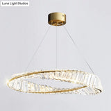 Modern Crystal Led Twisted Ring Chandelier - Stylish Brass Suspension Light For Dining Room