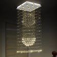 Modern Crystal Led Waterfall Pendant Light - 9-Bulb Silver Ceiling Lamp With Square Canopy