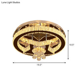 Modern Crystal Moon/Star Ceiling Lamp Led Semi Flush Light Chrome Finish With Droplet Deco
