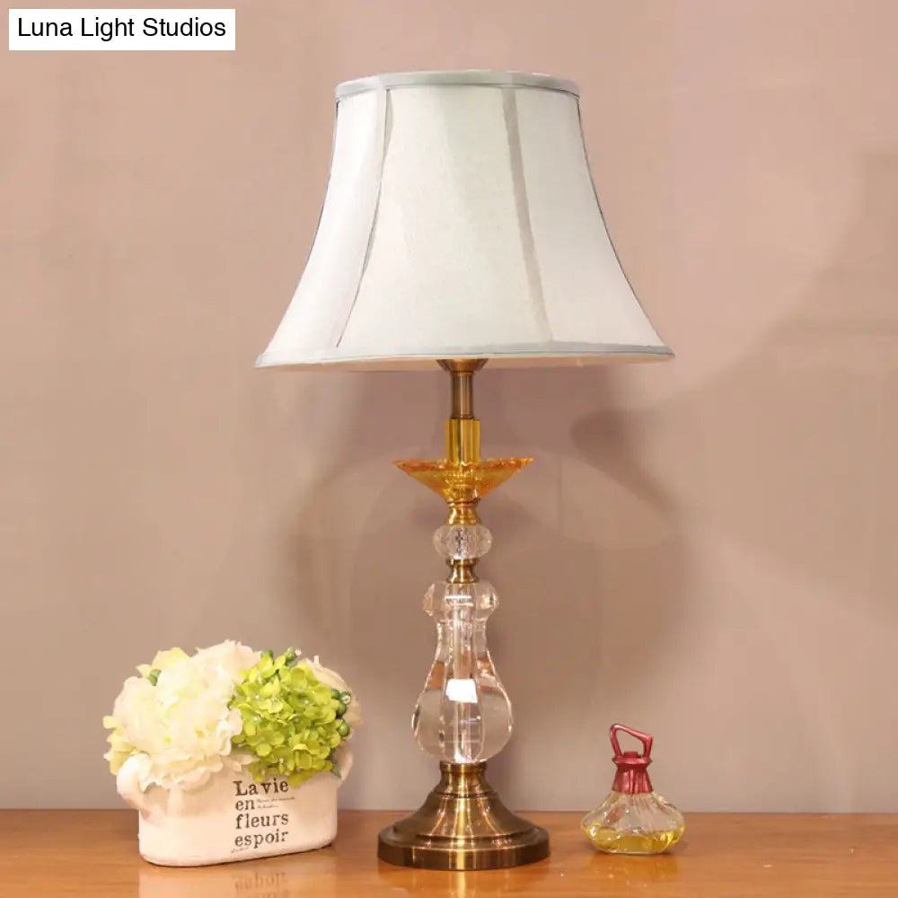Modern Crystal Nightstand Light - Sleek Bell Design White Ideal For Living Room