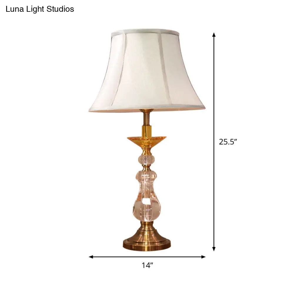 Modern Crystal Nightstand Light - Sleek Bell Design White Ideal For Living Room