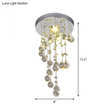 Modern Crystal Orb Flush-Mount Ceiling Light Fixture With Twisted Design - Nickel Finish