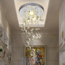 Modern Crystal Orb Flush-Mount Ceiling Light Fixture With Twisted Design - Nickel Finish