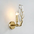 Modern Crystal Panel Sconce Light Fixture - Clear 1-Light Wall Mounted Lamp With Antler Deco