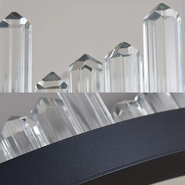 Modern Crystal Pendant Chandelier - Black Rectangular Design With White/Warm Light Dining Room