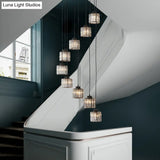 Modern Crystal Pendant Chandelier - Cylindrical Shape Prismatic Crystals Multi-Light Design