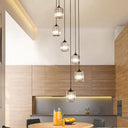 Modern Crystal Pendant Light For Stairs - Minimalist Black Cylinder Cluster Drop Lamp 6 /