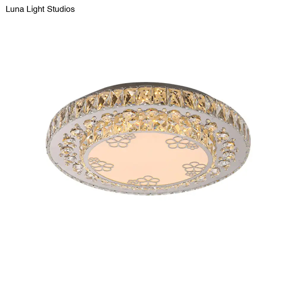 Modern Crystal Petal Led Flush Mount Ceiling Light In Nickel Finish For Bedroom