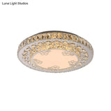 Modern Crystal Petal Led Flush Mount Ceiling Light In Nickel Finish For Bedroom