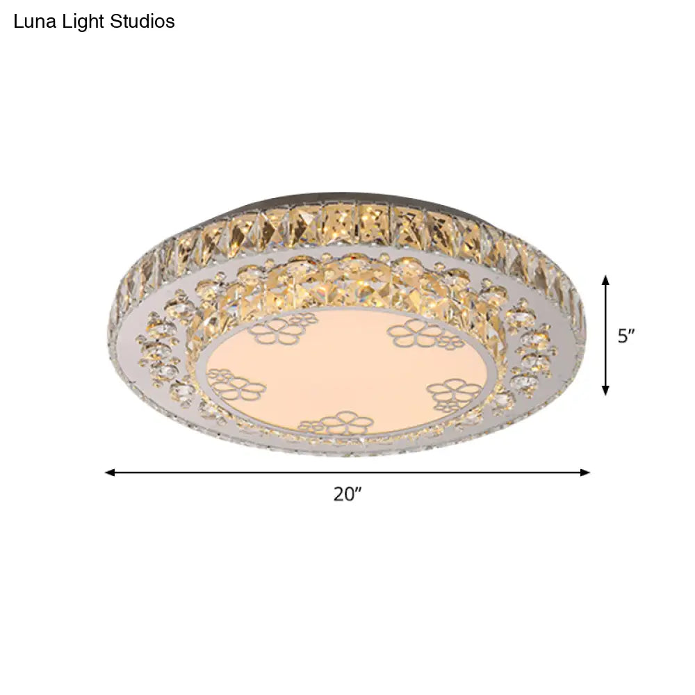 Modern Crystal Petal Led Flush Mount Ceiling Light In Nickel Finish For Bedroom
