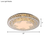 Modern Crystal Petal Led Flush Mount Ceiling Light In Nickel Finish For Bedroom