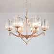 Modern Crystal Prism Rose Gold Hanging Chandelier - 6 Light-Up Cubic Lamp For Hotels