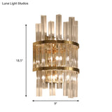 Modern Crystal Prism Sconce Lighting - 3 Lights Chrome/Gold Finish Living Room Wall Mounted Lamp