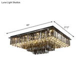 Modern Crystal Prisms Ceiling Light: Rectangular Led Flush Mount In Warm/White’