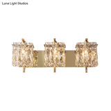 Modern Crystal Rectangle Wall Light With 1/2/3 Lights - Flush Mount Sconce In Chrome/Gold For Living