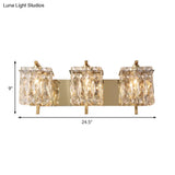 Modern Crystal Rectangle Wall Light With 1/2/3 Lights - Flush Mount Sconce In Chrome/Gold For Living