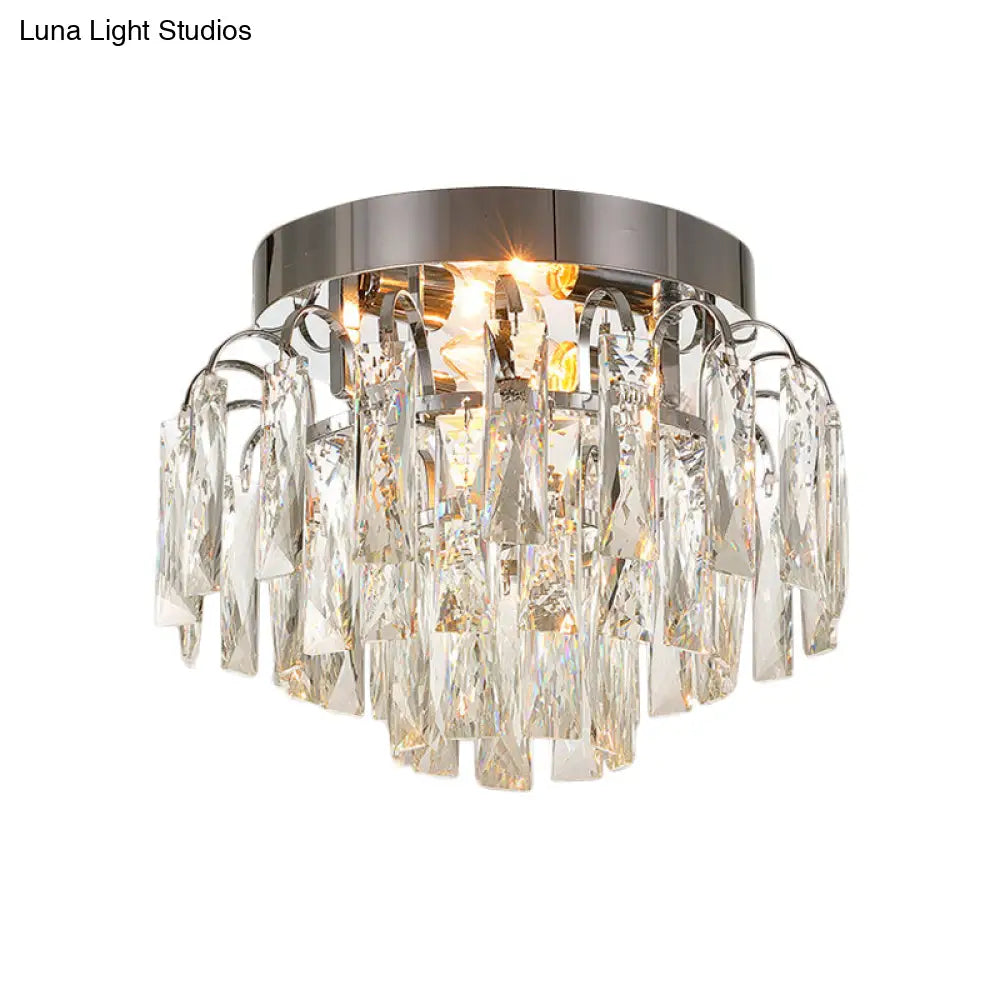 Modern Crystal Rectangles Flushmount Ceiling Light In Nickel/Gold