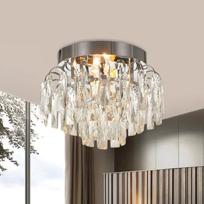 Modern Crystal Rectangles Flushmount Ceiling Light In Nickel/Gold Nickel