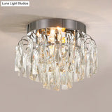Modern Crystal Rectangles Flushmount Ceiling Light In Nickel/Gold