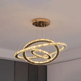 Modern Crystal Ring Pendant Light For Living Room Stainless-Steel / 6’ + 12’ + 19.5’