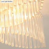 Modern Crystal Rod Ceiling Light Fixture - White Petal Flush Mount With 1/3/5 Lights