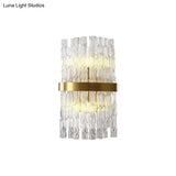 Modern Crystal Rod Wall Sconce With Layered Flush Design - Illuminating Lighting Ideas