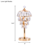 Modern Crystal Rose Gold Table Lamp: 4-Tier Tapered Design Nightstand Light