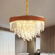 Modern Crystal Round Chandelier - Brown Finish 8 Heads Living Room Suspension Pendant Light