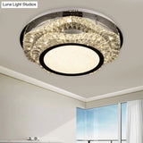 Modern Crystal Scalloped Flush Mount Led Ceiling Light In Chrome Finish