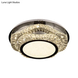 Modern Crystal Scalloped Flush Mount Led Ceiling Light In Chrome Finish