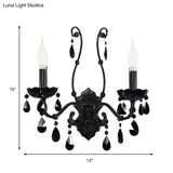 Modern Crystal Sconce In Polished Black: 1/2-Light Cone Wall Mount With Optional Shade For Living