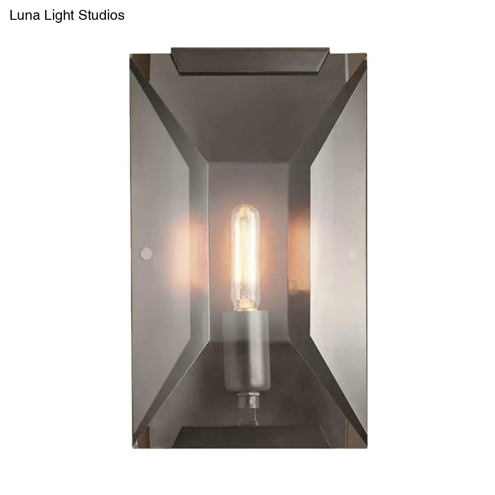 Modern Crystal Sconce Light: Black Wall Mounted Fixture For Corridors - 1 Head Rectangle Shape