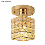 Modern Crystal Semi Flushmount Ceiling Light With Rectangle Block Shade