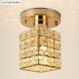 Modern Crystal Semi Flushmount Ceiling Light With Rectangle Block Shade