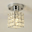 Modern Crystal Semi Flushmount Ceiling Light With Rectangle Block Shade Silver