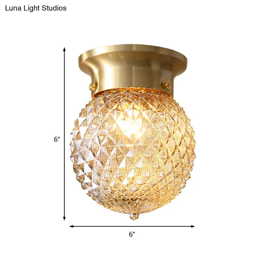 Modern Crystal Shade Flush Mount Ceiling Light - Brass Finish