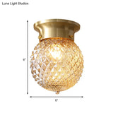 Modern Crystal Shade Flush Mount Ceiling Light - Brass Finish