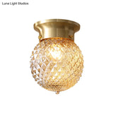 Modern Crystal Shade Flush Mount Ceiling Light - Brass Finish