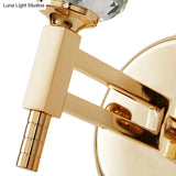 Modern Crystal Shade Wall Light: 1-Light Gold Cylinder Sconce Fixture