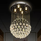Modern Crystal Sphere Ceiling Lamp: 5-Light Stainless Steel Flush Mount Lighting Stainless-Steel