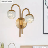 Modern Crystal Spherical Wall Sconce With Gold Finish For Great Room Lighting