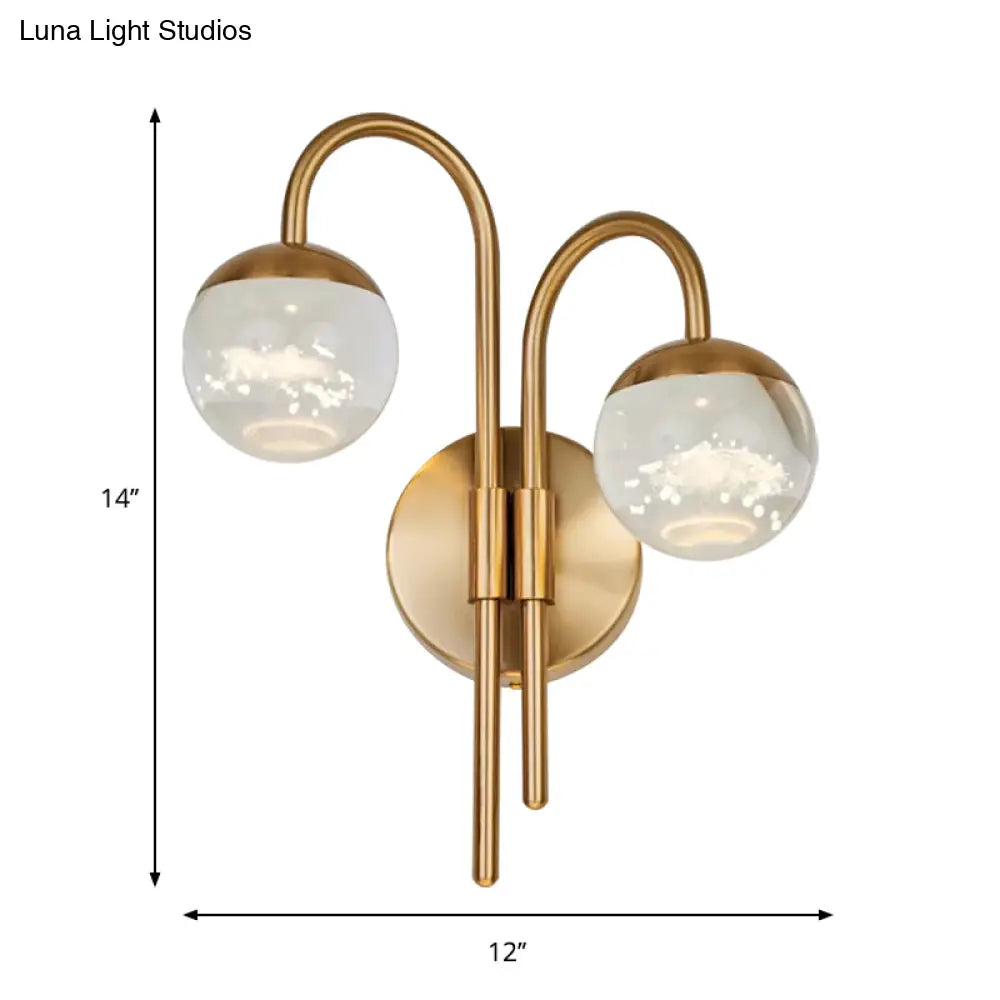 Modern Crystal Spherical Wall Sconce With Gold Finish For Great Room Lighting