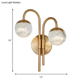 Modern Crystal Spherical Wall Sconce With Gold Finish For Great Room Lighting