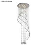 Modern Crystal Spiral Lobby Pendant Light With Led And Chrome Finish