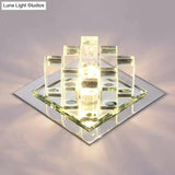 Modern Crystal Square Led Flushmount Light For Corridors
