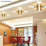 Modern Crystal Square Led Flushmount Light For Corridors