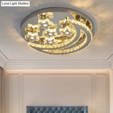 Modern Crystal Stainless Steel Semi Flush Mount Ceiling Light For Bedroom